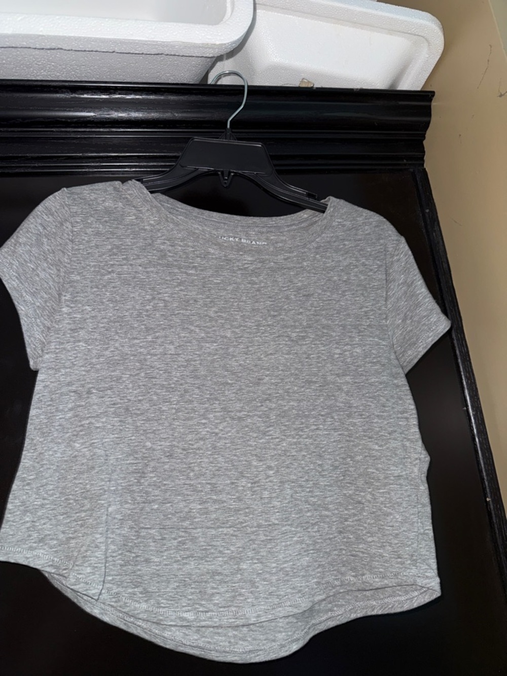 Lucky Brand Heather Gray Cropped Crew Tee